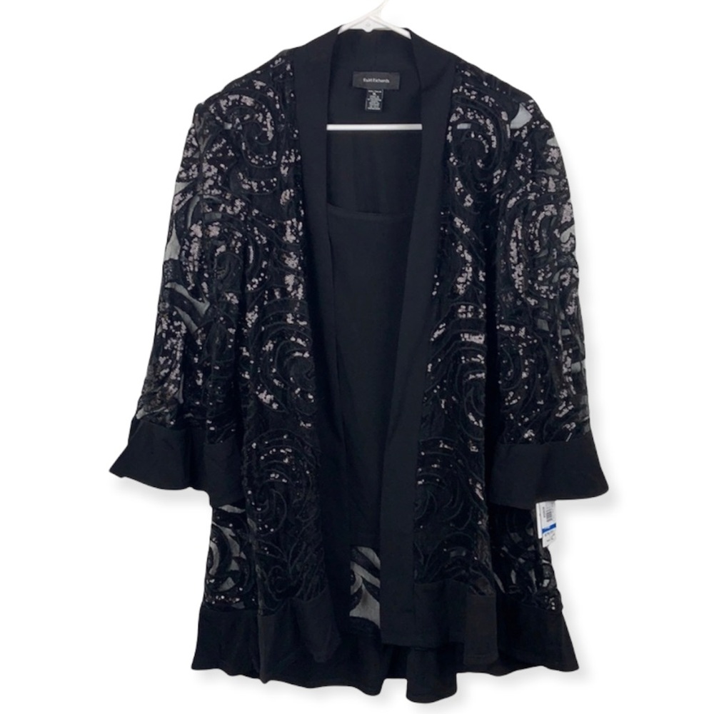 R&M Richards Black Tank Top/Sparkly Cardigan 2PC Set